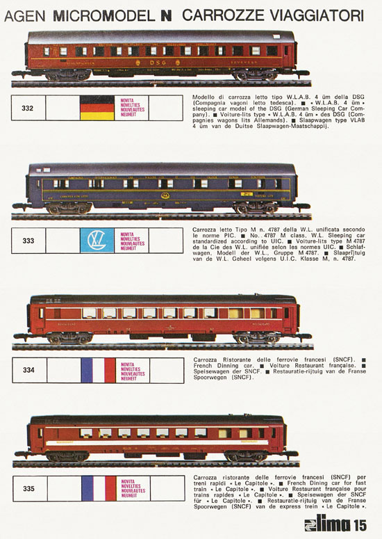 Lima Catalogo Micro Model N 1973-1974