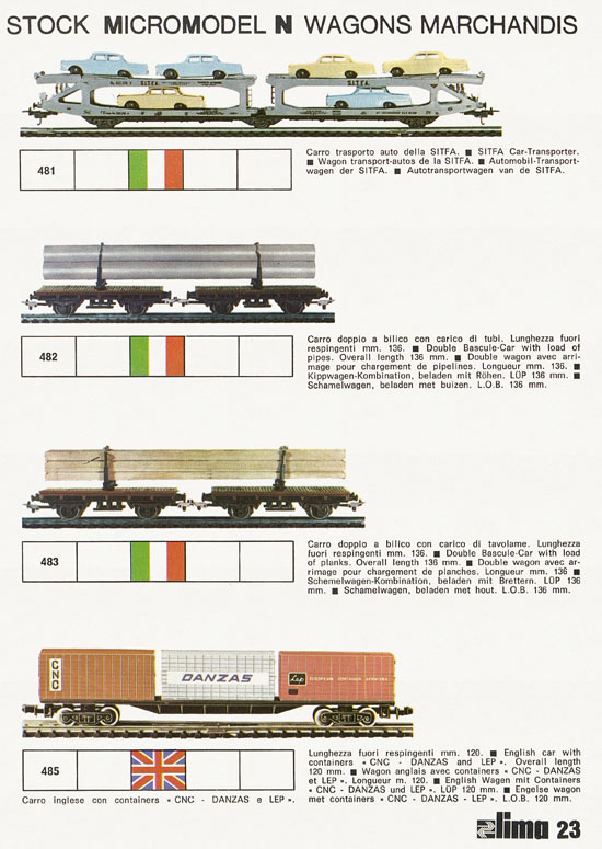 Lima Catalogo Micro Model N 1973-1974