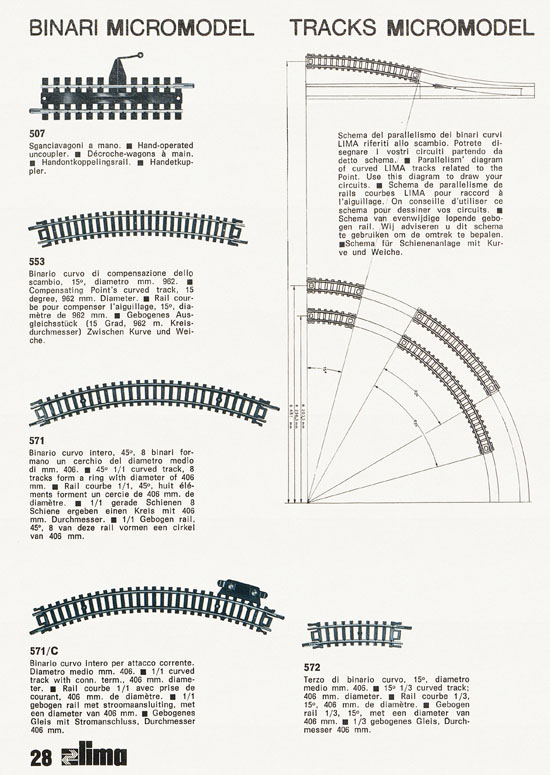 Lima Catalogo Micro Model N 1973-1974