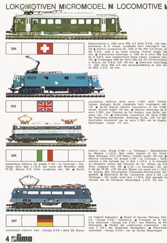 Lima Catalogo Micro Model N 1974-1975