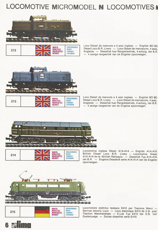 Lima Catalogo Micro Model N 1974-1975