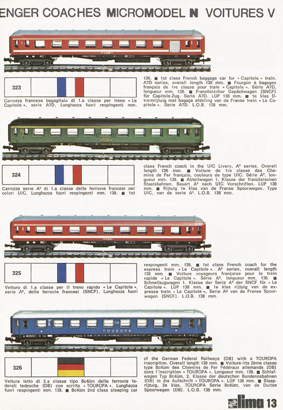 Lima Catalogo Micro Model N 1974-1975