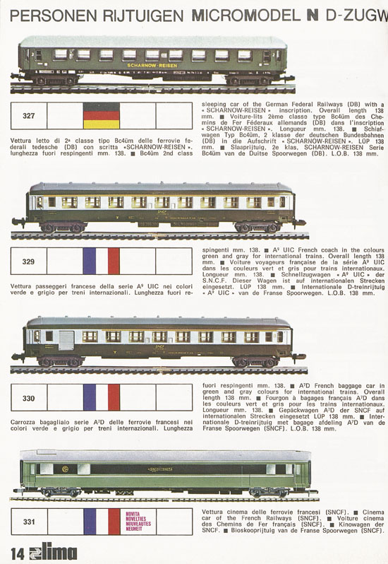 Lima Catalogo Micro Model N 1974-1975