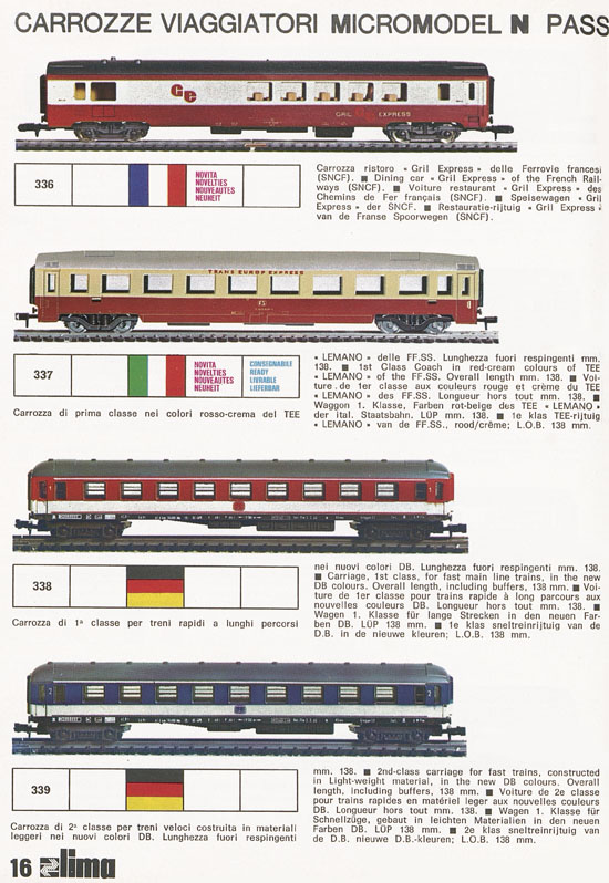 Lima Catalogo Micro Model N 1974-1975