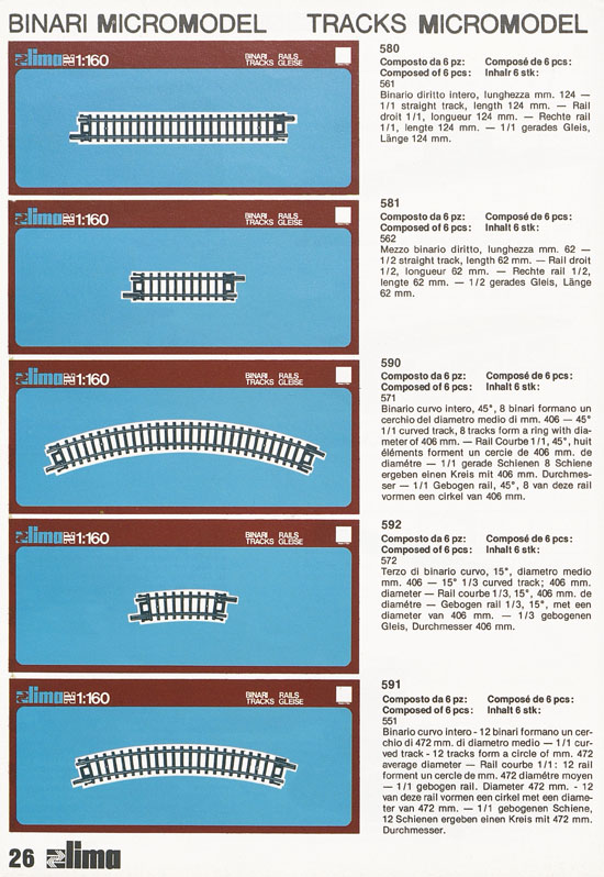 Lima Catalogo Micro Model N 1974-1975