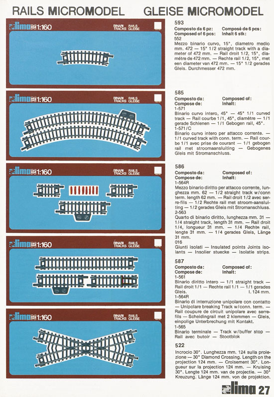 Lima Catalogo Micro Model N 1974-1975