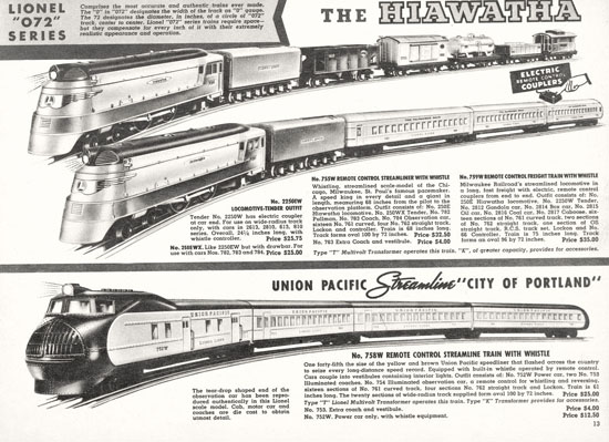 Seite 13 Lionel Katalog 1938, Lionel catalog 1938