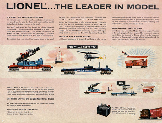 Seite 2 Lionel Katalog 1960, Lionel Modelleisenbahn Spur 0, Lionel trains, Lionel 0 Gauge, Lionel catalog, Lionel catalogue, Lionel railways