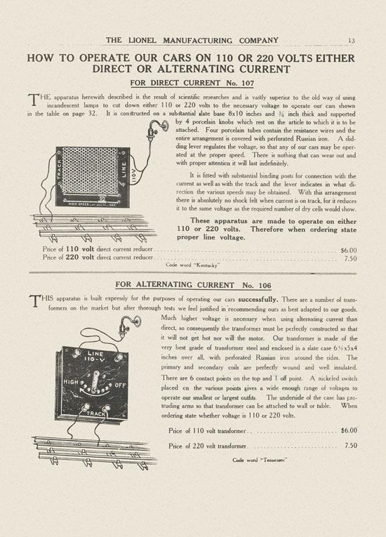 Lionel catalog 1911