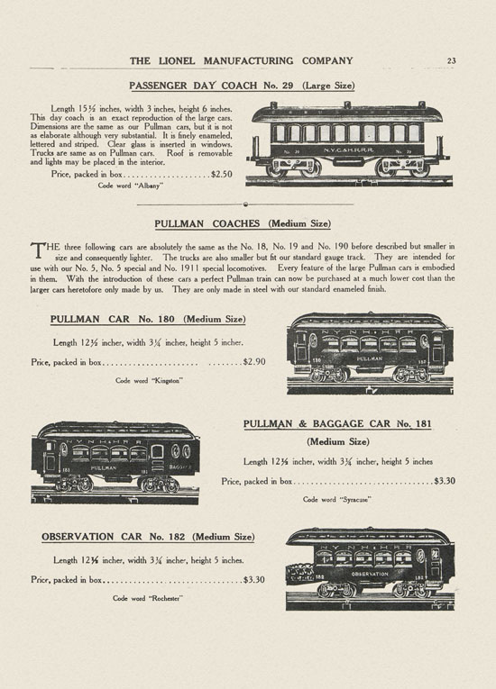 Lionel catalog 1911