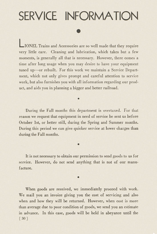 Lionel Instructions for Assembling and Operating 1936