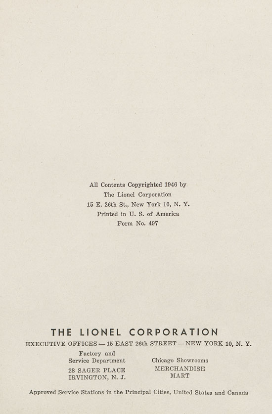Lionel Instructions for Assembling and Operating 1946
