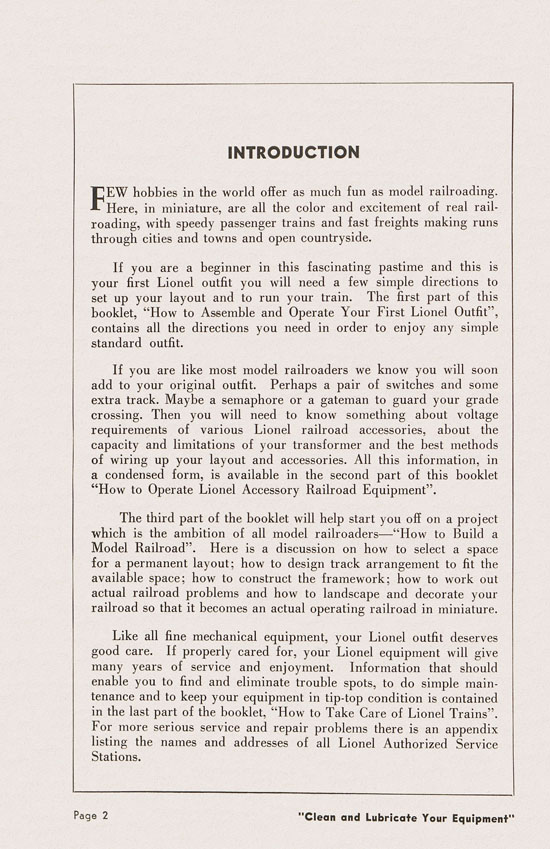 Lionel Instructions for Assembling and Operating 1950