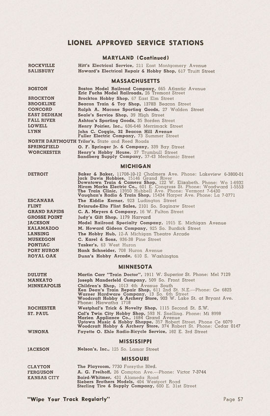 Lionel Instructions for Assembling and Operating 1950