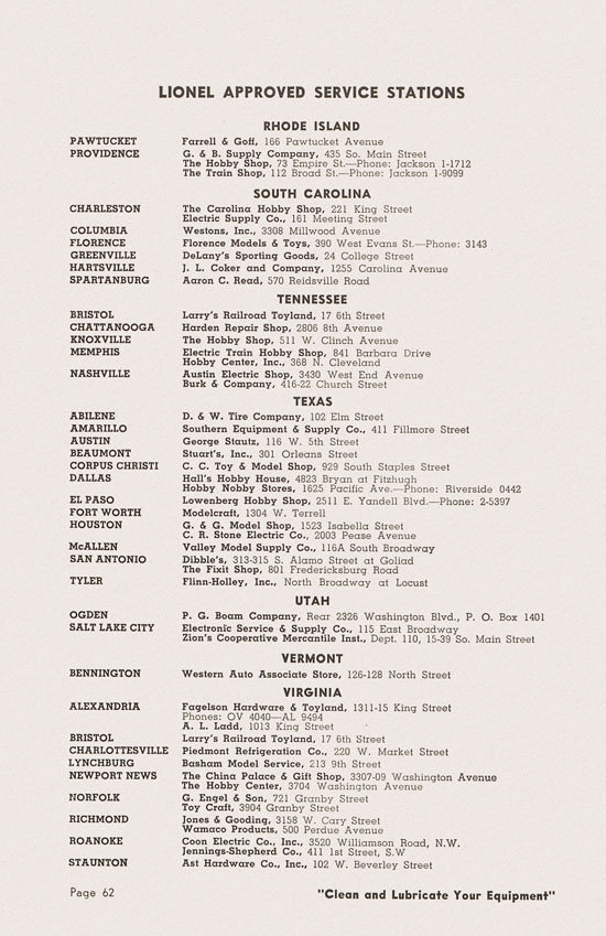 Lionel Instructions for Assembling and Operating 1950