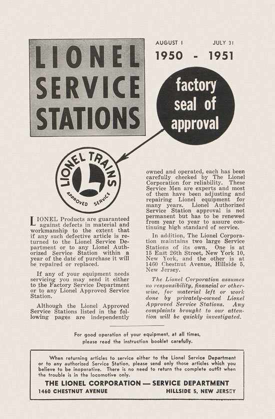 Lionel Instructions for Assembling and Operating 1951