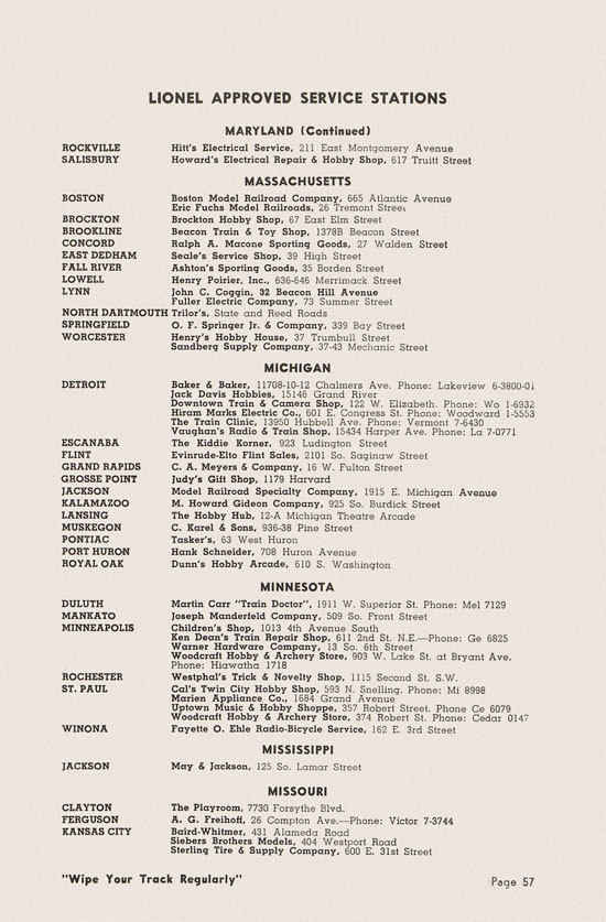 Lionel Instructions for Assembling and Operating 1951