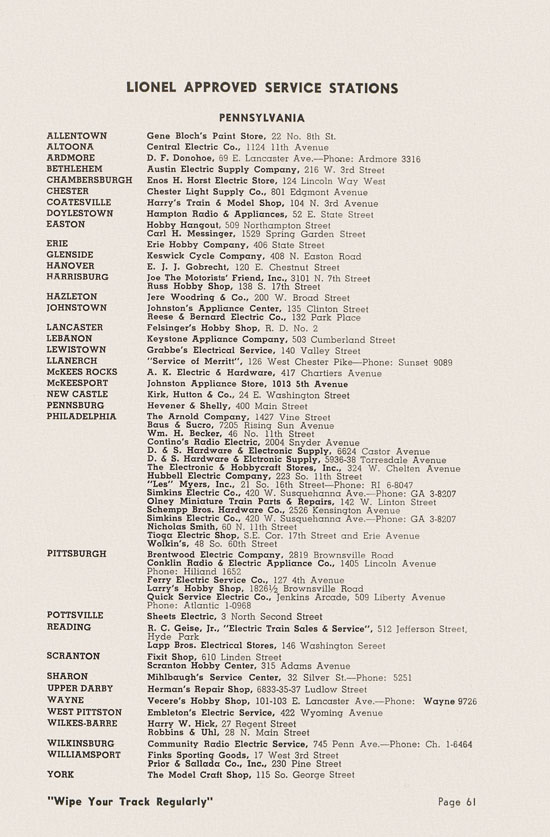 Lionel Instructions for Assembling and Operating 1951