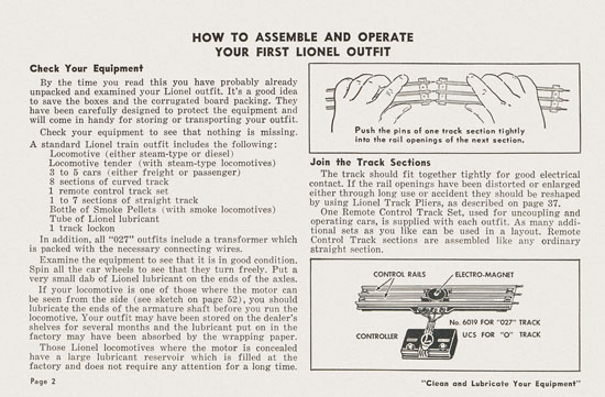 Lionel Instructions for Assembling and Operating 1955-1956