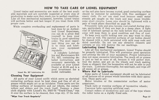 Lionel Instructions for Assembling and Operating 1957