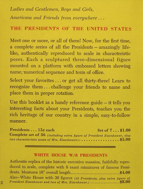 Louis Marx American Presidents in Miniature 1958