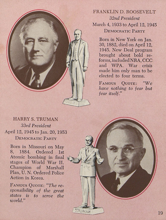 Louis Marx American Presidents in Miniature 1958