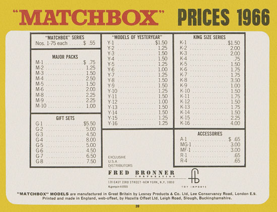 Seite 39 Matchbox Collectors Guide USA Edition 1966