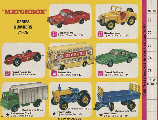 Matchbox Catalogue 1967