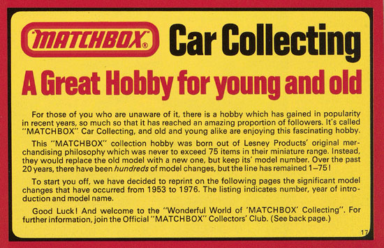 Matchbox catalogue 1977