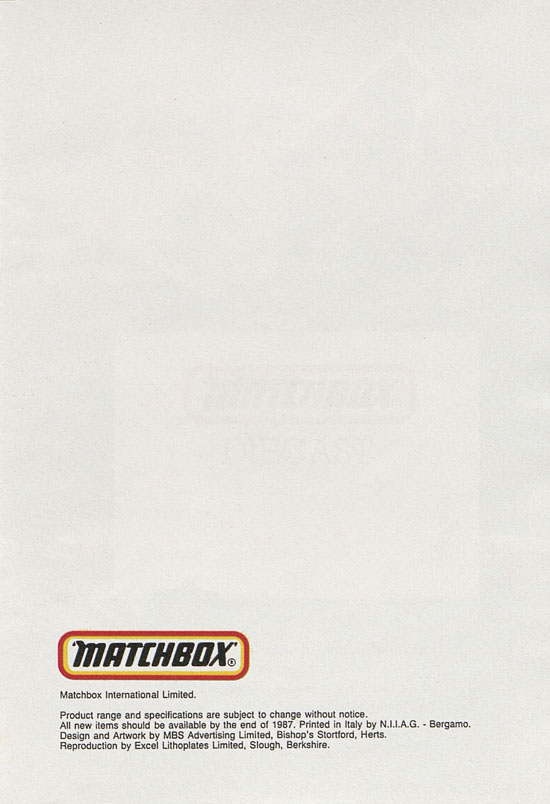 Matchbox catalogue 1987