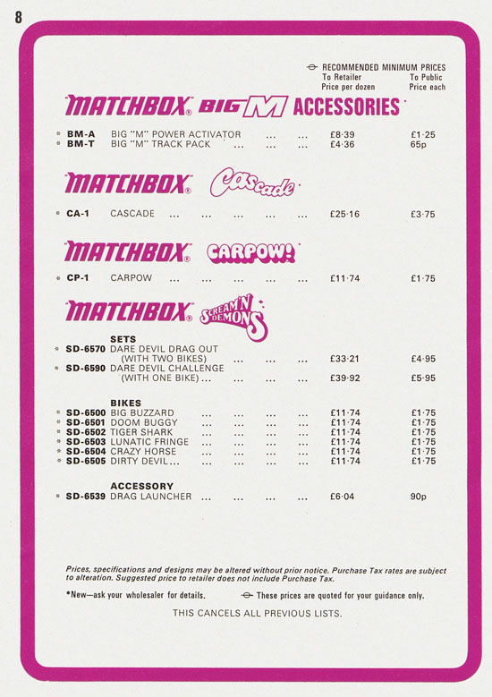Seite 8 Matchbox Pricelist January 1972