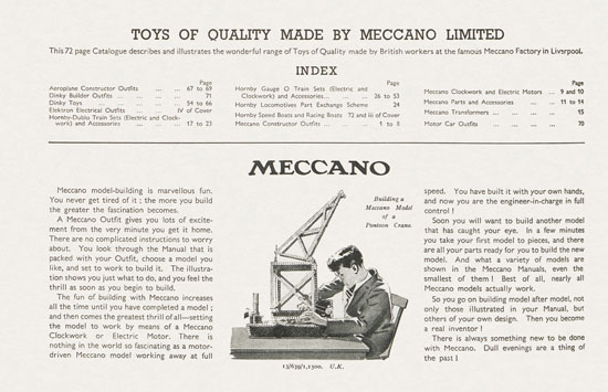 Meccano The Stars send their Message Katalog 1939-1940