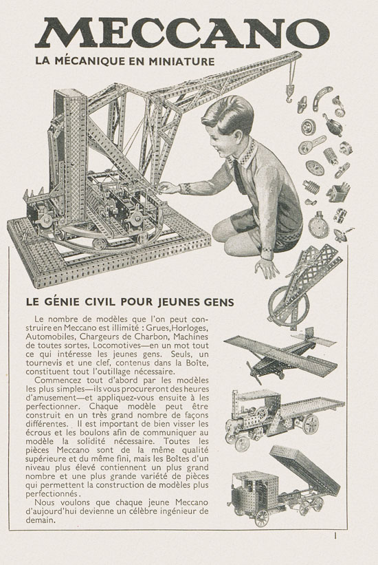 Jouets Meccano catalogue 1937