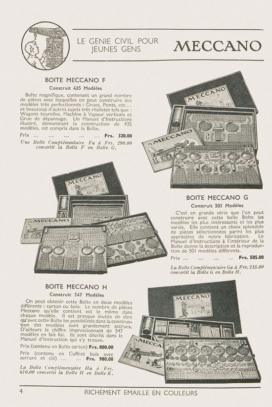 Jouets Meccano catalogue 1937