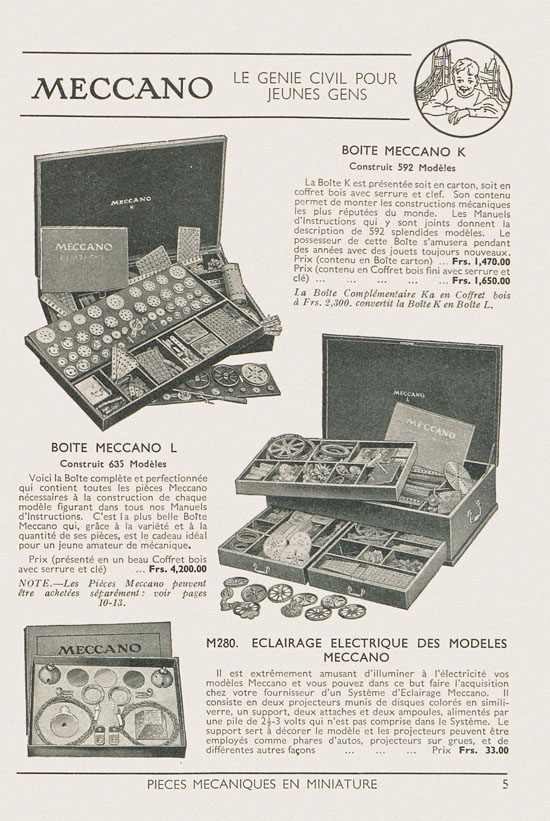 Jouets Meccano catalogue 1937