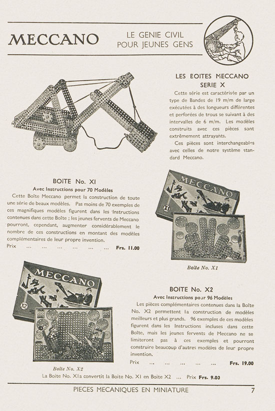 Jouets Meccano catalogue 1937