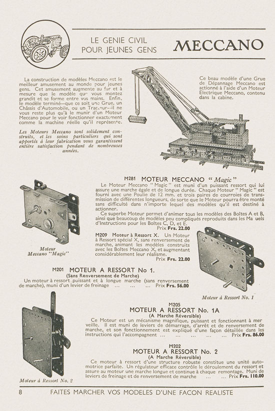 Jouets Meccano catalogue 1937