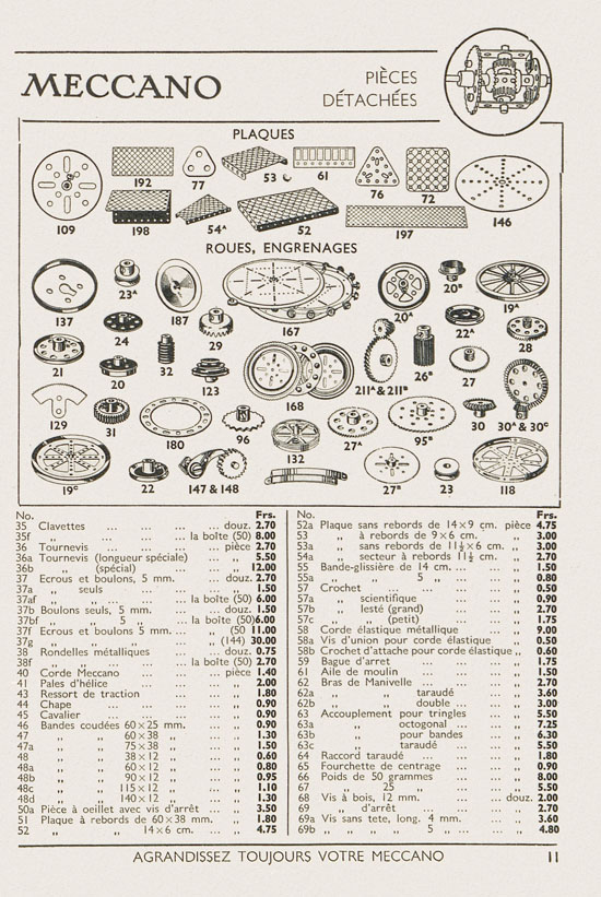 Jouets Meccano catalogue 1937