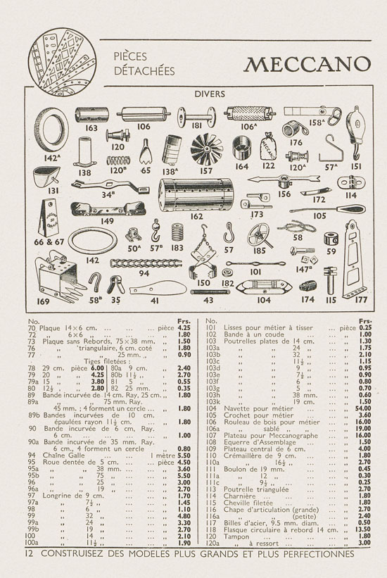 Jouets Meccano catalogue 1937