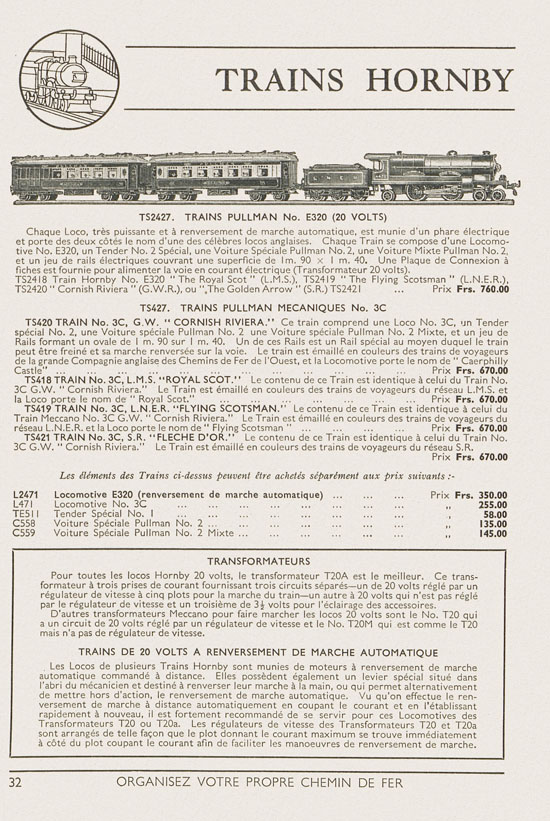 Jouets Meccano catalogue 1937