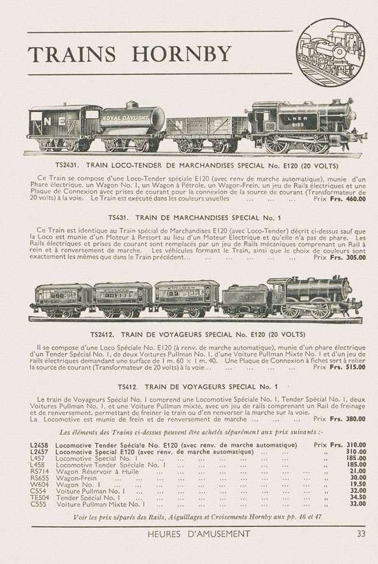 Jouets Meccano catalogue 1937