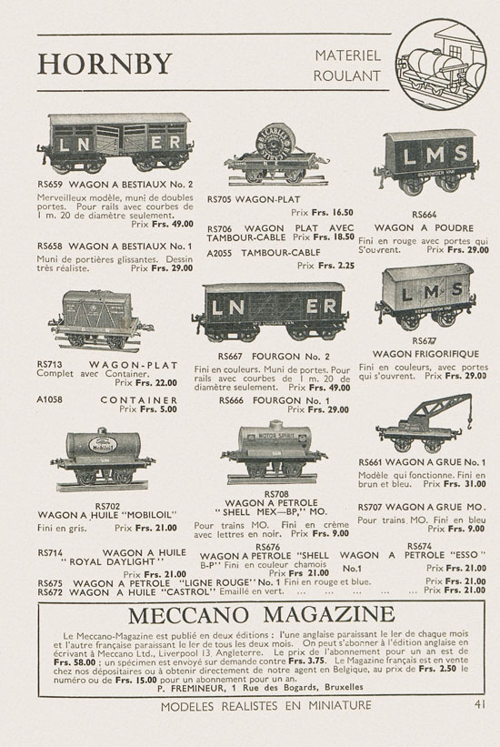 Jouets Meccano catalogue 1937