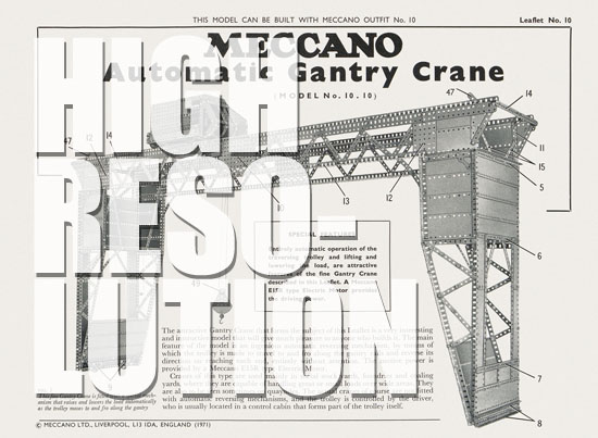 Meccano Leaflet No. 10 1971 Automatic Gantry Crane