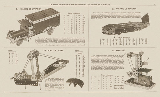 Meccano Manuel d'instructions 1 a 1949