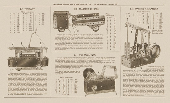 Meccano Manuel d'instructions 1 a 1949