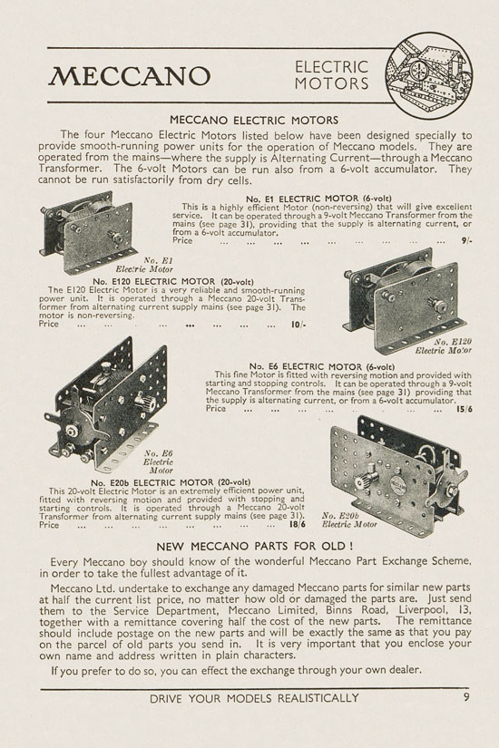 Meccano Products catalogue 1937