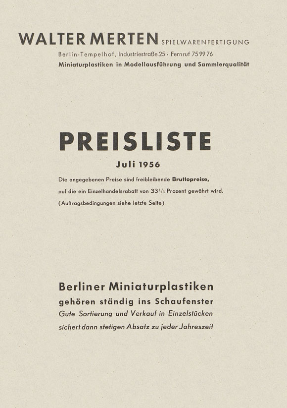 Walter Merten Preisliste Juli 1956