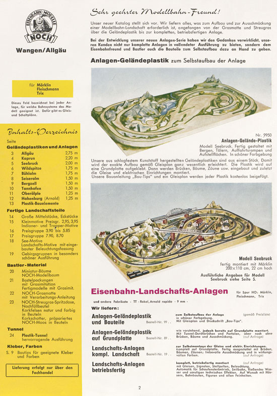 Seite 2 NOCH Katalog Modellbahn-Anlagen 1963-1964