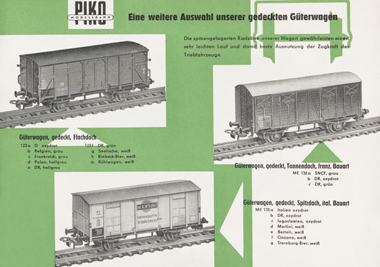 Piko-Modelleisenbahnwagen Katalog 1960