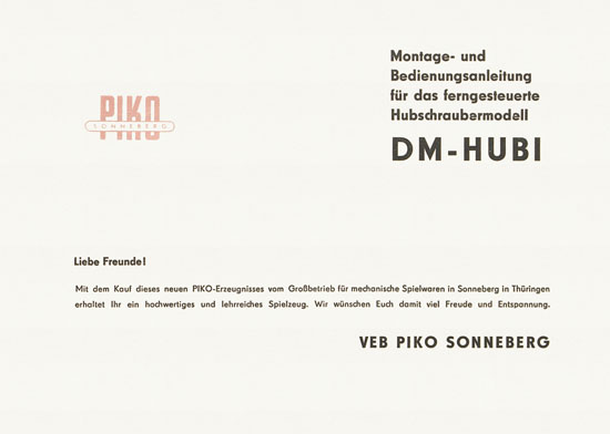 Piko DM-Hubi Bedienungsanleitung 1964